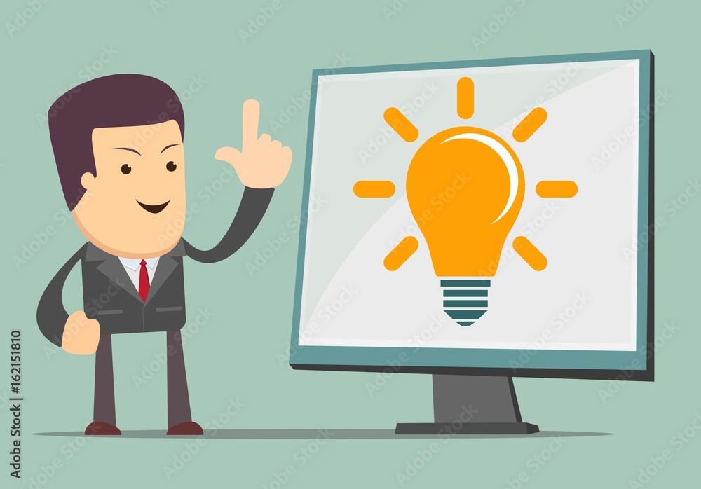 Businessman showing he has new idea. For use in presentations. Vector Businessman showing he has new idea. For use in presentations. Vector
