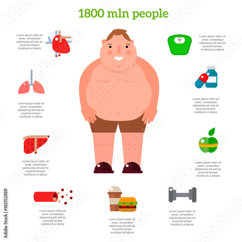 Lose weight by jogging infographic elements and health care concept flat vector illustration