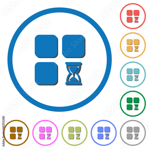Component waiting icons with shadows and outlines
