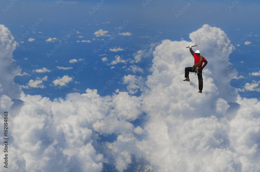 Extreme climbing is his adrenaline . Mixed media Extreme climbing is his adrenaline . Mixed media