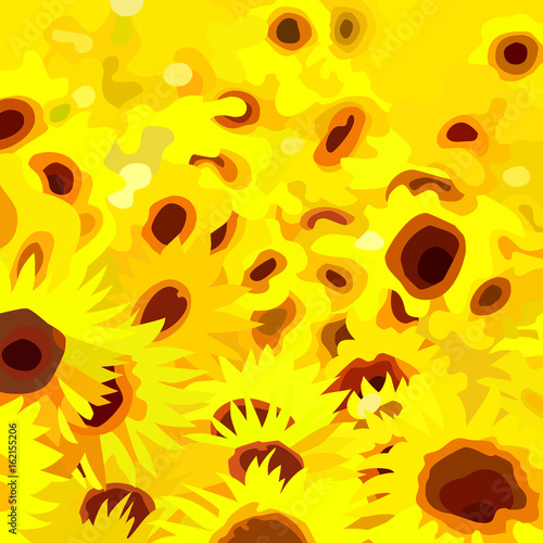 abstract painted a field of yellow flowers sunflowers