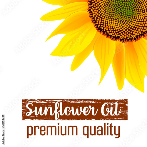 Sunflower oil label. label and text