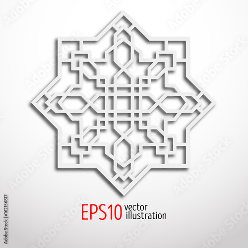 Arabesque design in 3d. Eastern pattern. Sacral geometry.