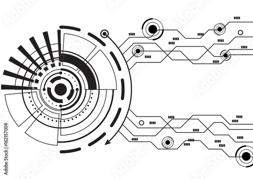 Abstract Circle form and futuristic lines with icons vector technology concept