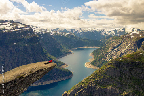 People in nature at Trolltunga  Troll s Tongue  in Norway