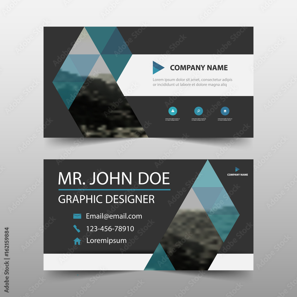 dobbelt ært hverdagskost Blue triangle corporate business card, name card template ,horizontal  simple clean layout design template , Business banner template for website  Stock Vector | Adobe Stock