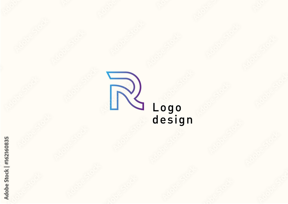 Development of a creative geometric logo, the letter R Development of a creative geometric logo, the letter R