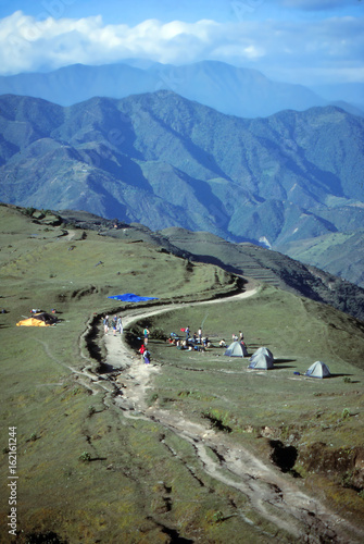 Trekking camp on ridge photo