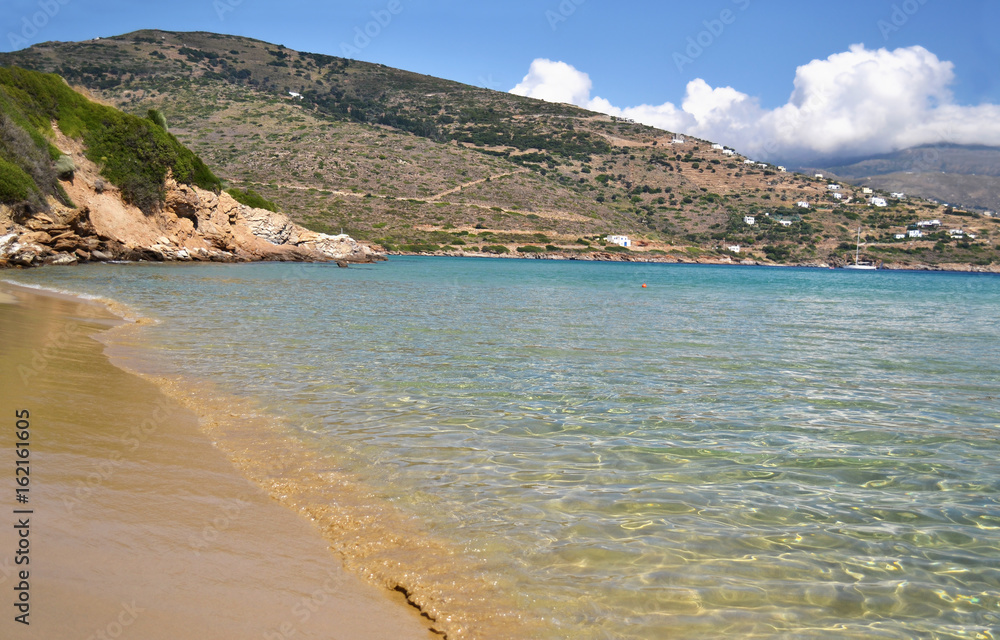Chrissi Ammos beach in Andros island Cyclades Greece
