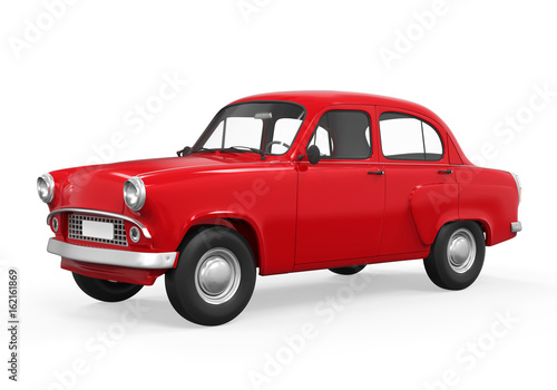 Red Retro Car Isolated