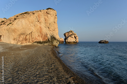 Aphrodite's rock in late afternoon lights. Petra tou Roumiu, Cyprus