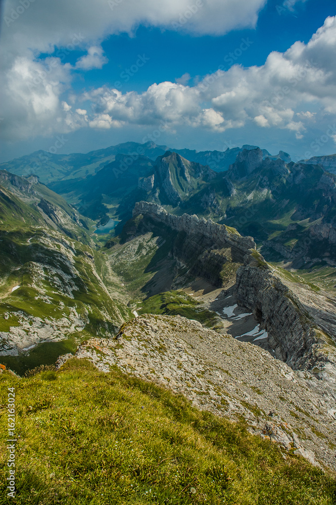 Fototapeta premium Mountain view from SÃ¤ntis cable station