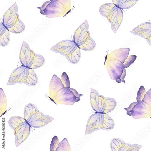Watercolor butterfly seamless pattern © tanialerro