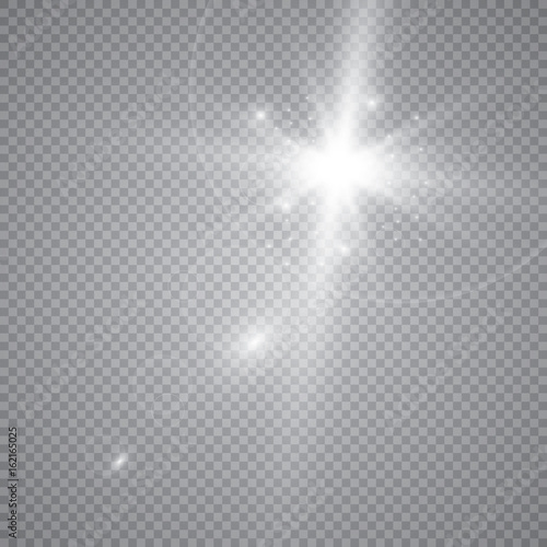 Set of shining lights isolated on a transparent background. The flash flashes with rays and a searchlight. Light effect of glow. The star flashed with sparkles.