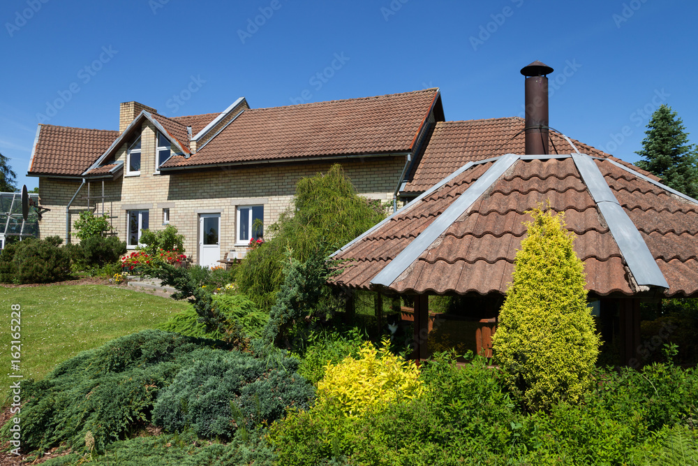 Rural cottage and garden.