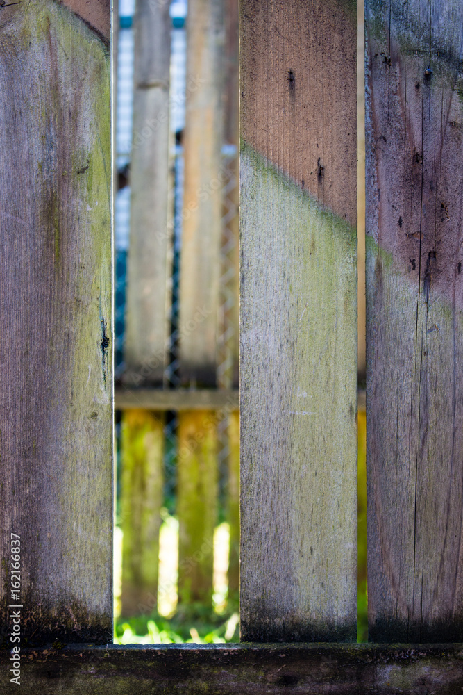 Missing slate in wooden fence great for background Missing slate in wooden fence great for background