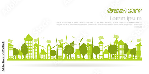 the concept of a green city with a clean environment and space for text template