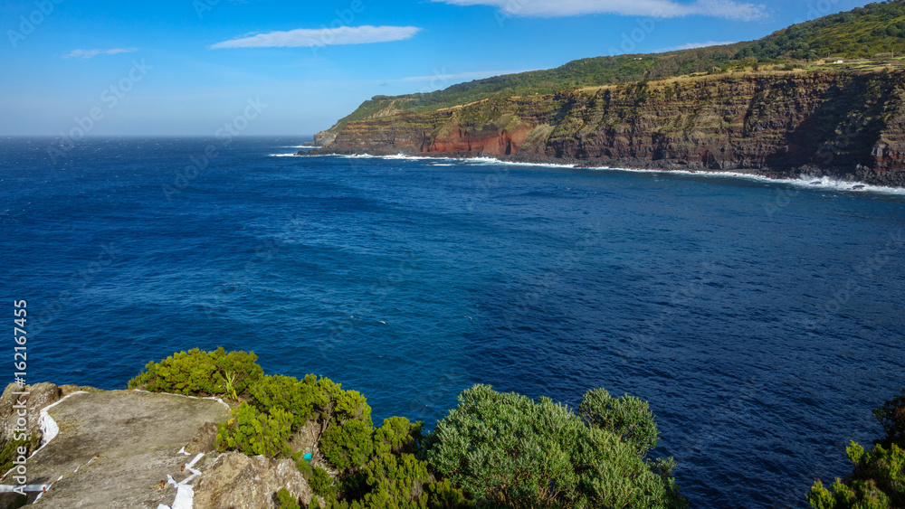 Viewpoint over volcanic coastline in Terceira