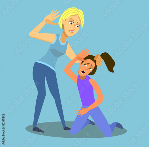 Illustration Featuring Two Girls Fighting
