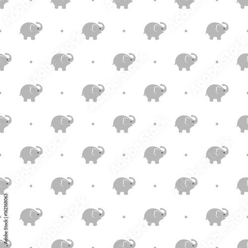 Cute Elephant Seamless Pattern Vector