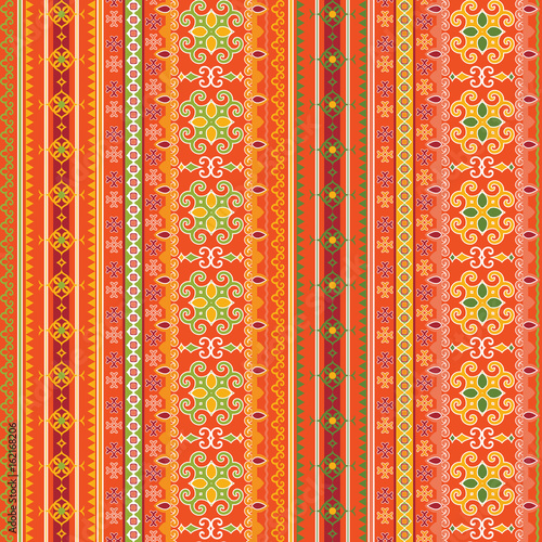 bright rainbow seamless vintage pattern with horizontal stripes and ethnic elements