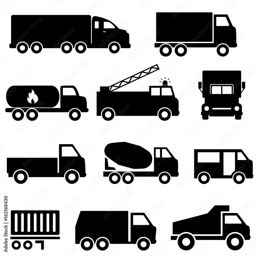Trucks and transportation icon set Trucks and transportation icon set