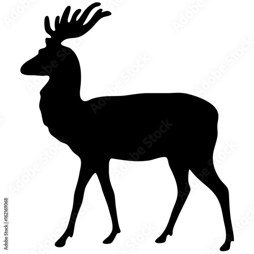 Black silhouette of a deer. Vector illustration 