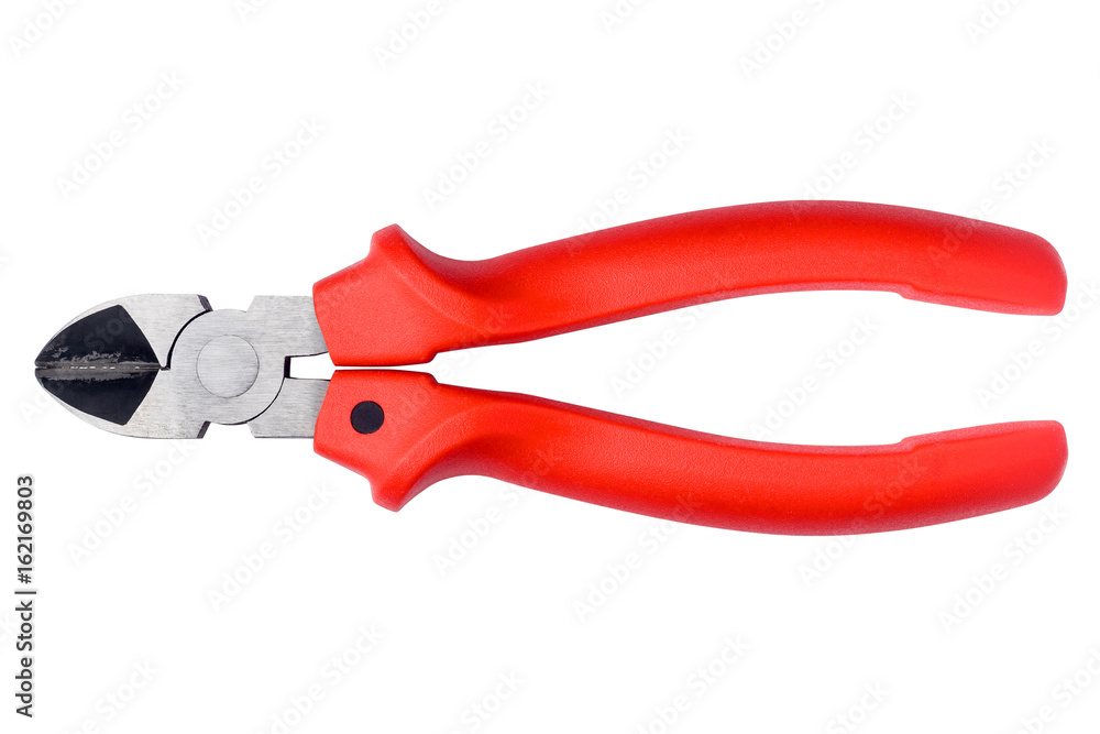 Nippers red handle, clipping path, isolated on white background, isolated Nippers red handle, clipping path, isolated on white background, isolated