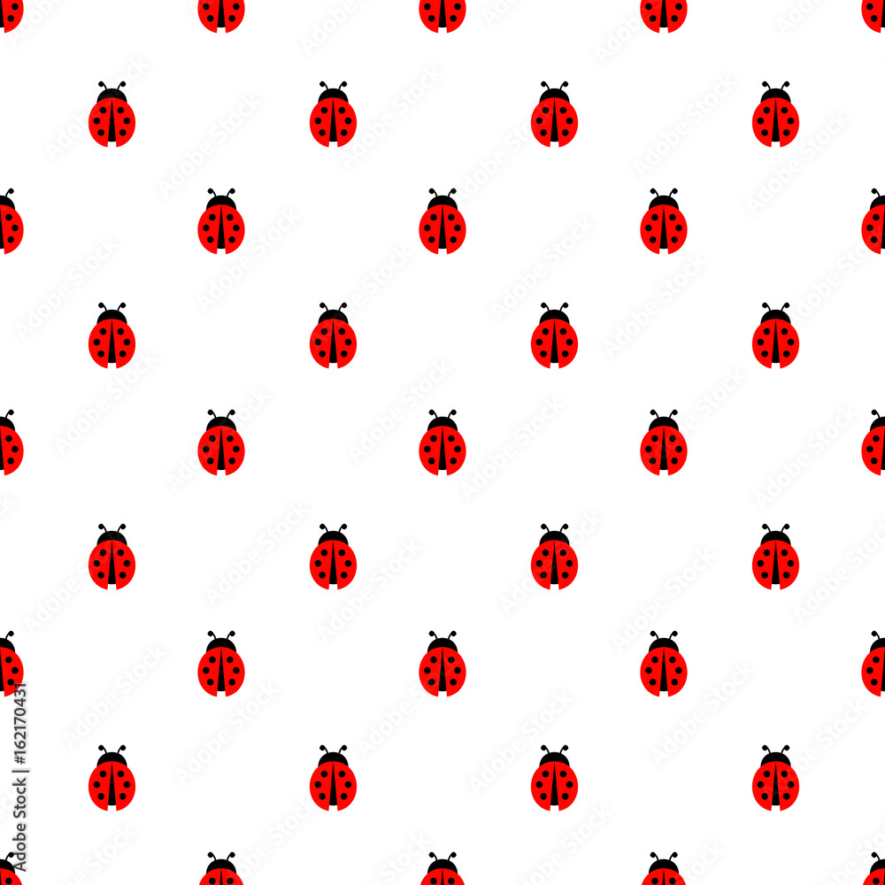 Naklejka premium Ladybug Seamless Pattern Vector