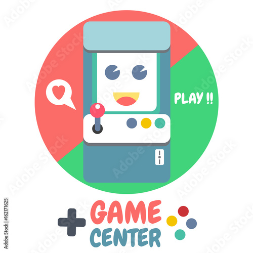Game Center and Game Cabinets - Flat Design Elements. Vector Illustration.