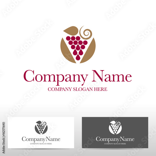 Grape fruit logo design. Vector illustration