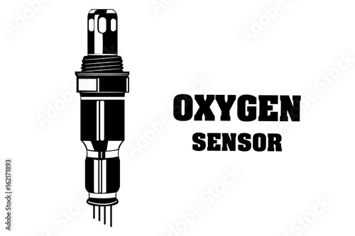 oxygen sensor engine car. monochrome vector illustration.