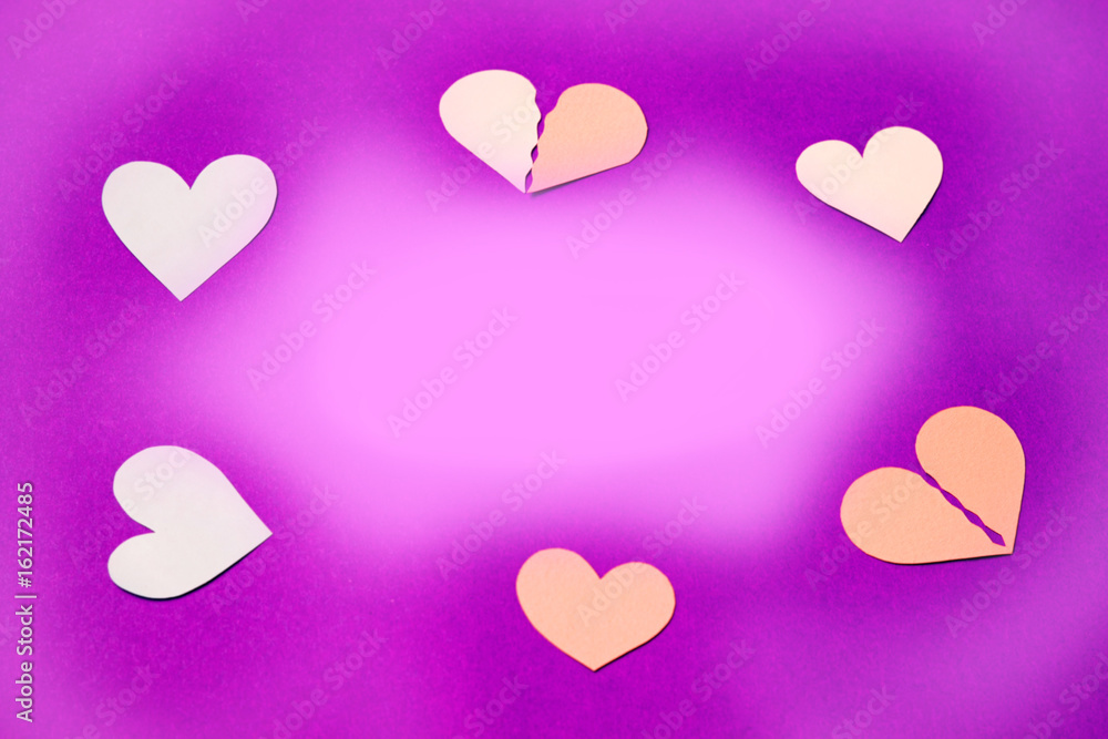 Concept - the circle of love, on violet background