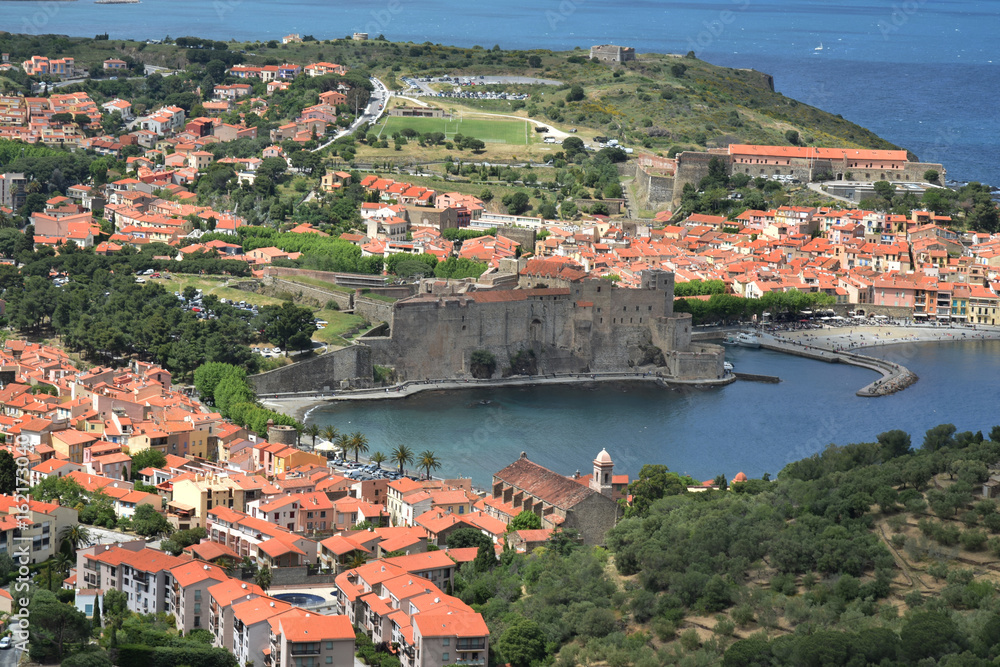 Collioure, pyrénées orientales, roussillon, occitanie, France : vue depuis le fort Saint-Elme