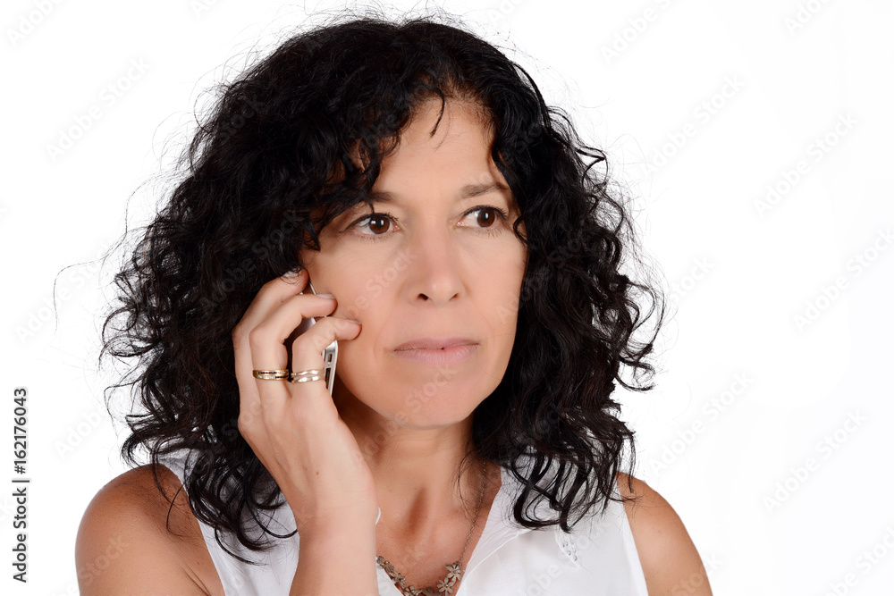 Fototapeta premium Woman talking on phone.