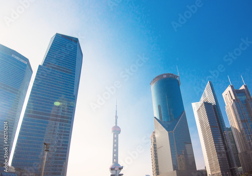 Beautiful skyscrapers  city building of Pudong  Shanghai  China