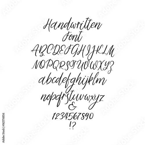 Handwritten alphabet letters. Calligraphy font. Vector