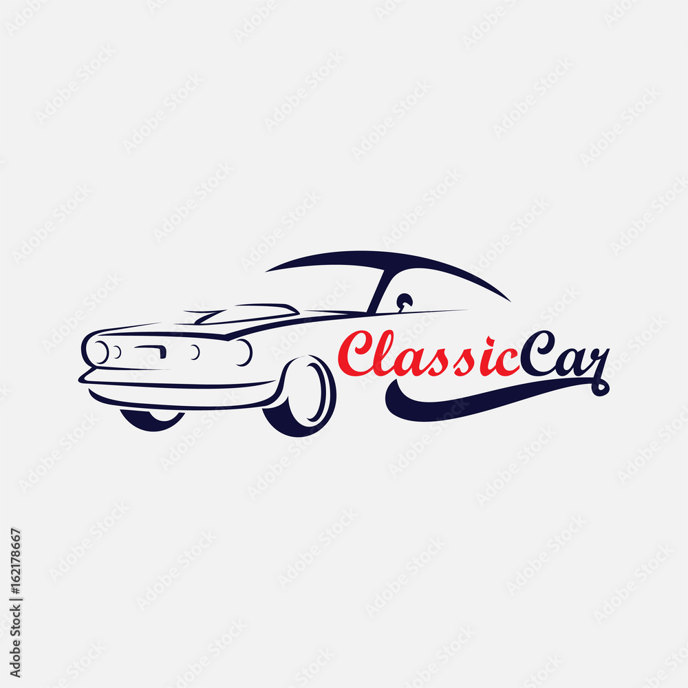 silhouette of classic car logo icon, automotive logo