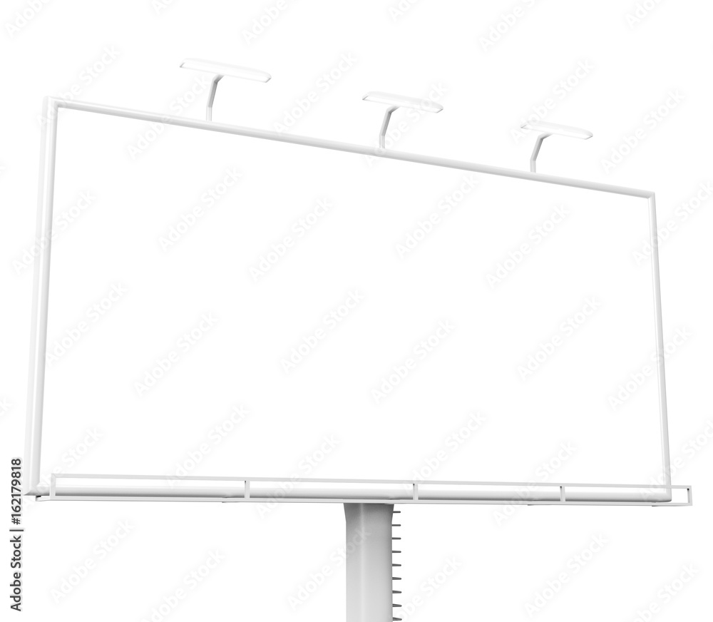 Obraz premium 3D rendering of blank billboard (empty advertisement) isolated on white background
