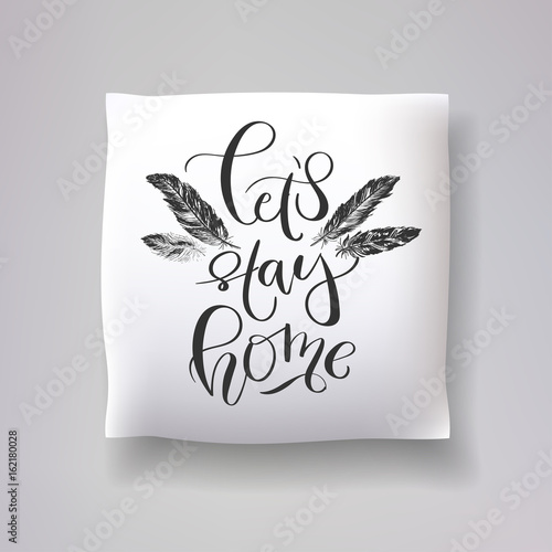 Realistic 3d throw pillow models with lettering print. Apartment interior design elements. Vector cushions collection.