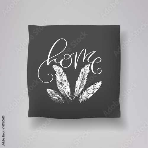 Realistic 3d throw pillow models with lettering print. Apartment interior design elements. Vector cushions collection.