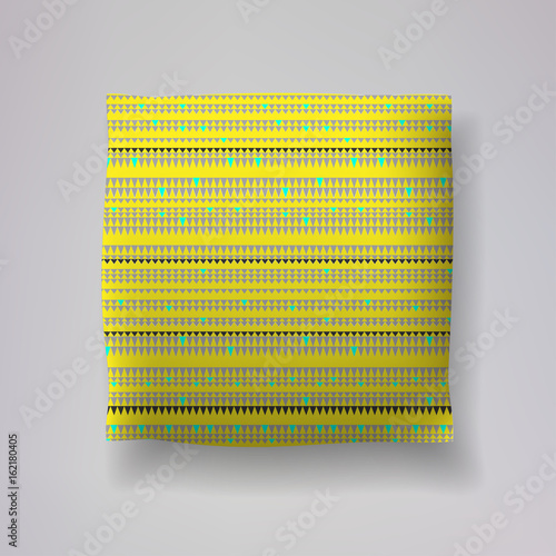 Realistic 3d throw pillow models with lettering print. Apartment interior design elements. Vector cushions collection.