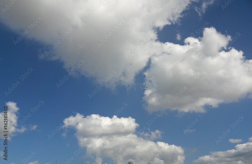 Blue sky with clouds.