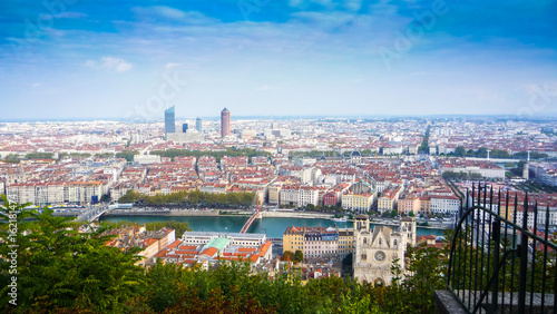 Panorama of Lyon City, from Fourvière hill