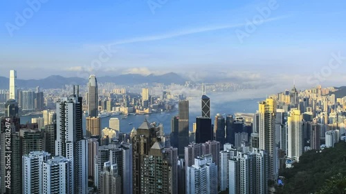 Wallpaper Mural Time lapse Hong Kong skyline from famous Peak View at night. Fog rushing into the city.  Torontodigital.ca