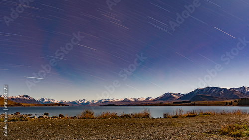 long exposure of night shot at lake tekapo photo