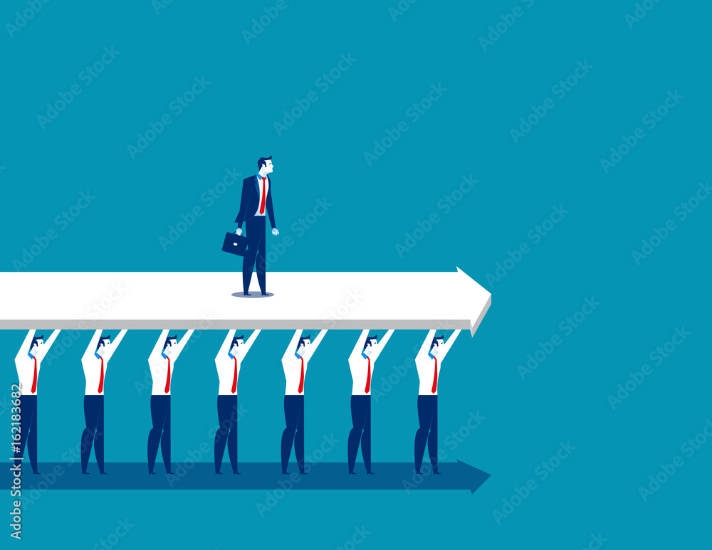 Fototapeta premium Business team lift at manager standing in arrow. Concept business team vector.