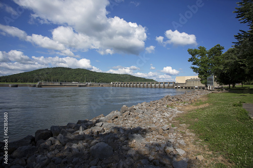 Tennessee River and Guntersville Dam on a sunny day