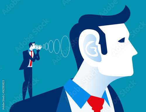 Businessman shout to the manager. Concept business vector illustration.