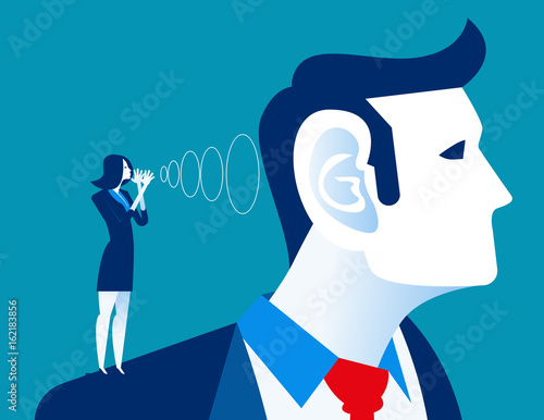 Businesswoman shout to the manager. Concept business vector illustration.